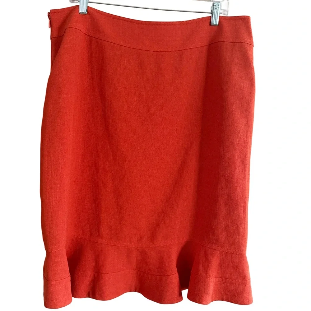 Anne Klein Orange Flared Midi Skirt